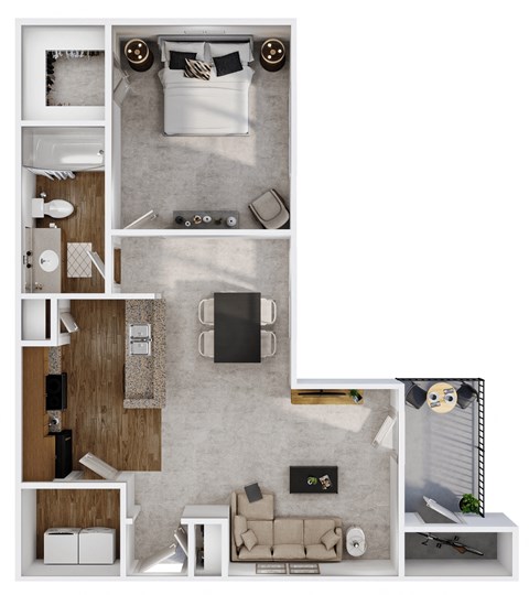 Floor plan for 1 bed, 1 bath, 774 sqft